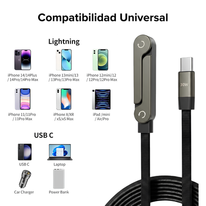 Cable iPhone cargador plano de carga ultrarrápida