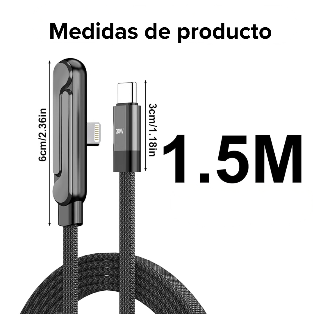 Cable iPhone cargador plano de carga ultrarrápida