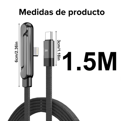 Cable iPhone cargador plano de carga ultrarrápida