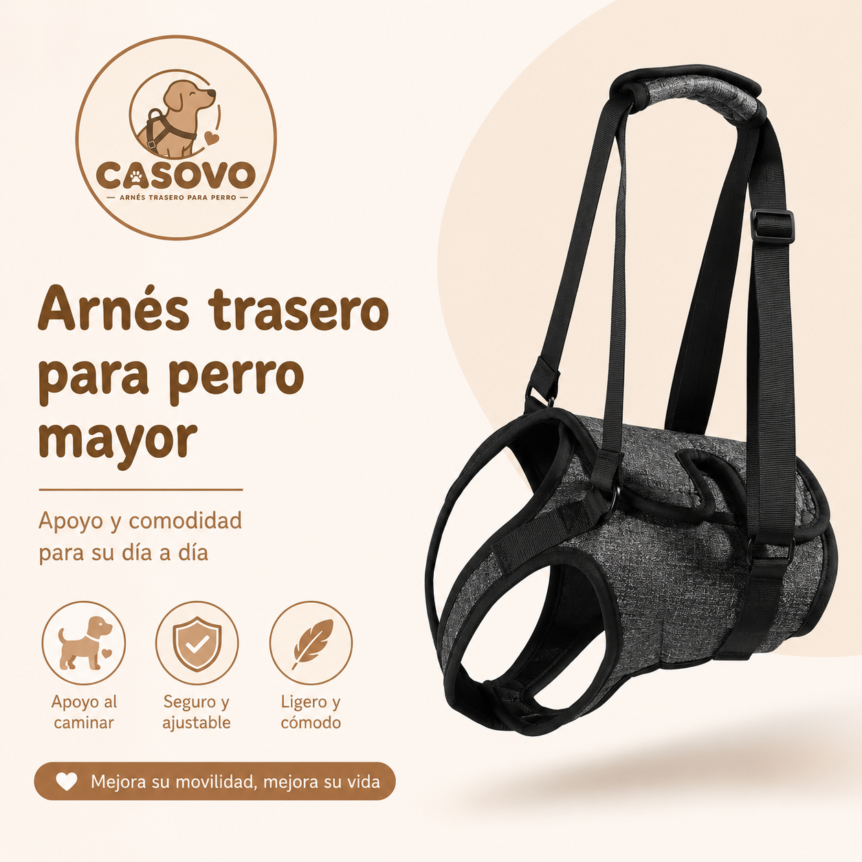 Arnés de ayuda trasero para perros